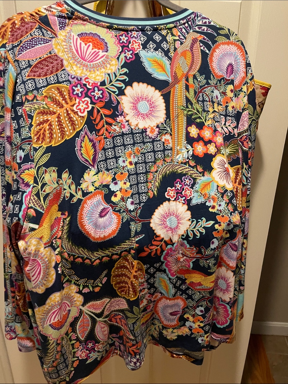 Vibrant Floral V-Neck Tunic in Navy and Multicolor - Picture 4 of 4